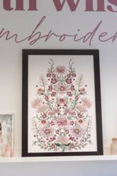 Large Embroidered Artwork/Bespoke Embroidery Home Venue Decoration Custom Floral Design - thumbnail 1