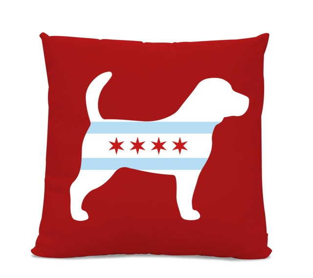 Chicago Flag Beagle Pillow - Home Decor Pillow Dog Breed Silhouette Home Decor Lover Gift - image 1