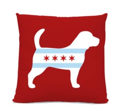 Chicago Flag Beagle Pillow - Home Decor Pillow Dog Breed Silhouette Home Decor Lover Gift - thumbnail 1