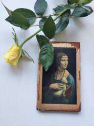 Lady With Ermine Wood Wall Art Da Vinci Renaissance Painting - thumbnail 1