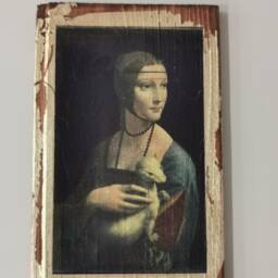 Lady With Ermine Wood Wall Art Da Vinci Renaissance Painting - thumbnail 2