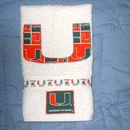 Miami Hurricanes Appliqued Hand Towel Sports Fan Decor - thumbnail 2