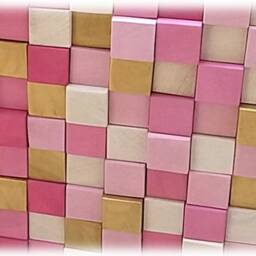 King Size Wood Headboard Modern Geometric Wall Decor - thumbnail 2