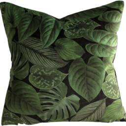 Tropical Green Leaves Velvet Cushion Cover Botanical Pillow Case - thumbnail 2