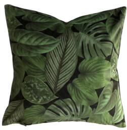 Tropical Green Leaves Velvet Cushion Cover Botanical Pillow Case - thumbnail 1