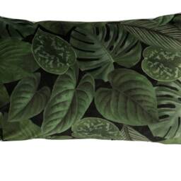 Tropical Green Leaves Velvet Cushion Cover Botanical Pillow Case - thumbnail 3