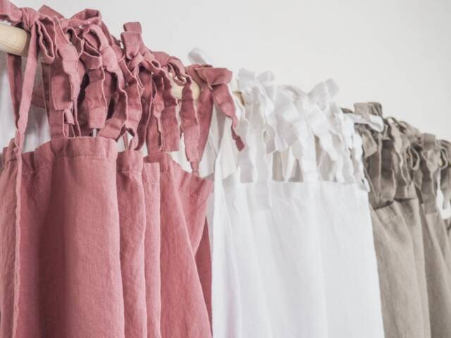 Linen Tie Top Curtain Made Of Medium Linen - 160 G/M2. Drapes. Custom Sizes/1 Pcs - image 1
