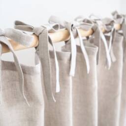 Linen Tie Top Curtain Made Of Medium Linen - 160 G/M2. Drapes. Custom Sizes/1 Pcs - thumbnail 3