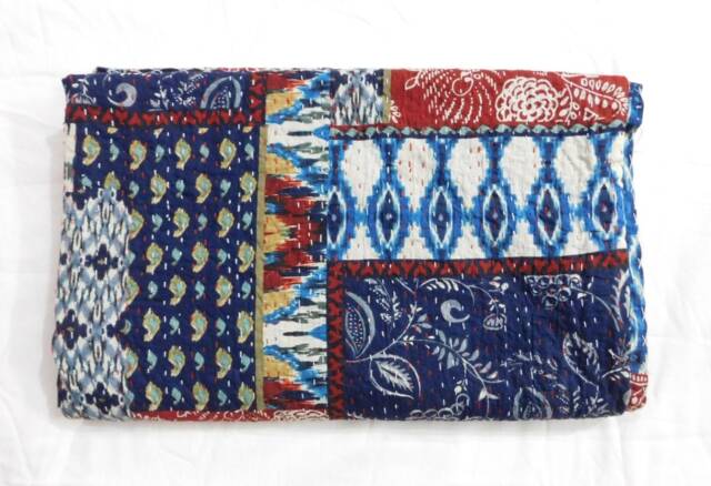 Vintage Indian Kantha Quilt Patchwork Cotton Bedspread - image 1