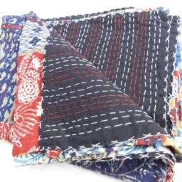 Vintage Indian Kantha Quilt Patchwork Cotton Bedspread - thumbnail 4
