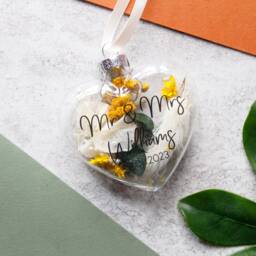 Wedding Glass Flower Decoration - Mr & Mrs Bauble Gift Personalised Anniversary Married Floral - thumbnail 4