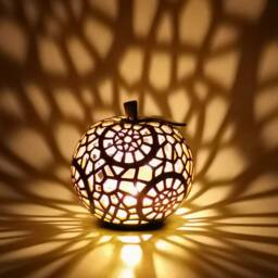 Green Apple Tea Light Holder Ceramic Fruit Lantern Decor - thumbnail 3