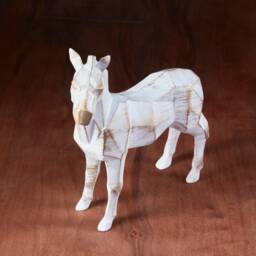 Handmade Cubic Horse Statue Geometric White Gold Animal Sculpture, Home Office Buffet & Bookshelf Decor - thumbnail 2