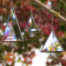 stained Glass Christmas Tree Ornaments Handmade Holiday Suncatchers, Set Of Three - thumbnail 4