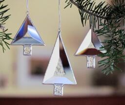 stained Glass Christmas Tree Ornaments Handmade Holiday Suncatchers, Set Of Three