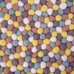 Felt Ball Rug Handmade Wool Nursery Decor - Yellow Bubble - thumbnail 4