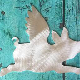 When Pigs Fly, A Guardian Angel Piggie Can Watch Over You From Any Shelf Or Mantle, Art, Aluminum, Fun Whimsical, Piggie, Silver - thumbnail 3