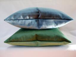 Woven Velvet Pillow Cover 20x20, Designer Accent Cushion, Meadow Green Or Ice Blue - thumbnail 1