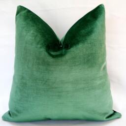 Woven Velvet Pillow Cover 20x20, Designer Accent Cushion, Meadow Green Or Ice Blue - thumbnail 2