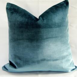 Woven Velvet Pillow Cover 20x20, Designer Accent Cushion, Meadow Green Or Ice Blue - thumbnail 4