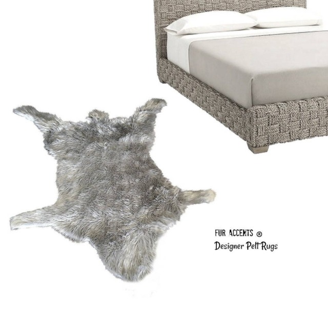 Faux Fur Wolf Pelt Rug - Handmade Designer Throw, Usa - image 1