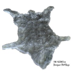 Faux Fur Wolf Pelt Rug - Handmade Designer Throw, Usa - thumbnail 2