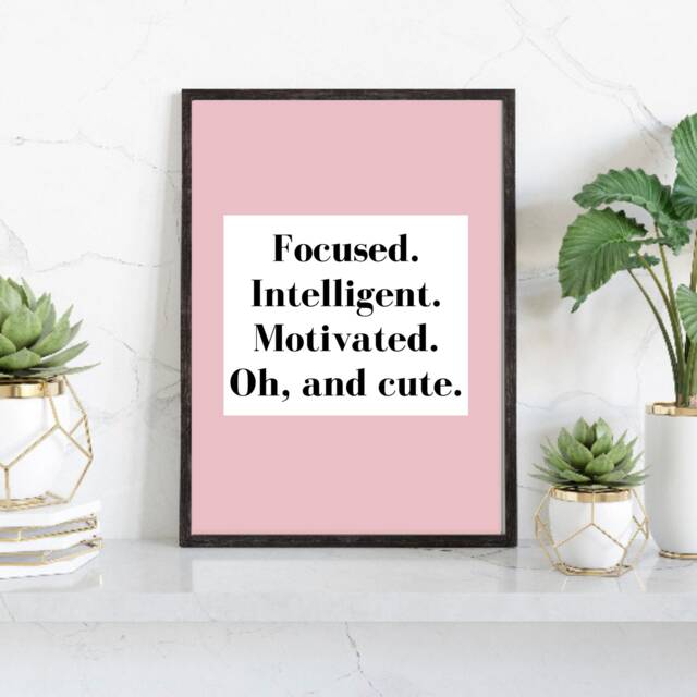Focused. Intelligent. Motivated. Print - Fun Positive Motivational Wall Gift For Her Prints Desk Workspace Decor - image 1