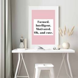 Focused. Intelligent. Motivated. Print - Fun Positive Motivational Wall Gift For Her Prints Desk Workspace Decor - thumbnail 3