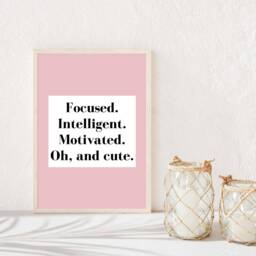 Focused. Intelligent. Motivated. Print - Fun Positive Motivational Wall Gift For Her Prints Desk Workspace Decor - thumbnail 2