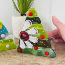 Fused Glass Floral Christmas Tree Candle Holder Decoration - Decoration, Cornish Glass, Fused Glass Cornwall - thumbnail 3