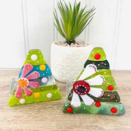 Fused Glass Floral Christmas Tree Candle Holder Decoration - Decoration, Cornish Glass, Fused Glass Cornwall - thumbnail 2