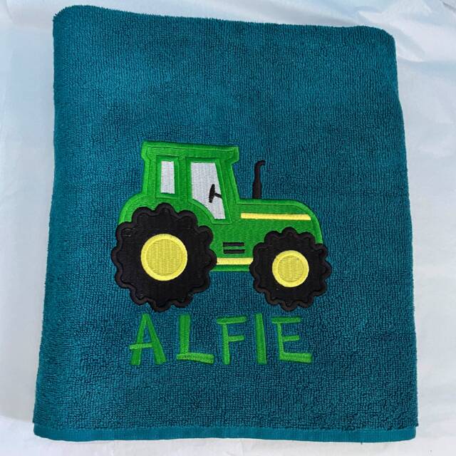 Personalised Tractor Towel/Childrens Gift Hand Bath Sheet Time New Baby - image 1