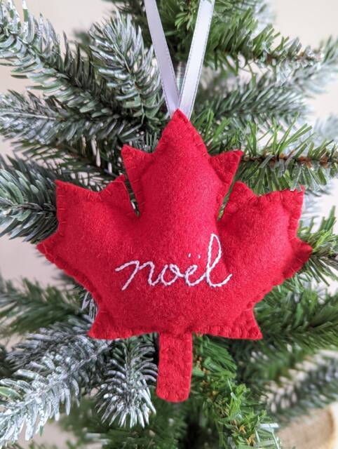 Canada Maple Leaf Red Noel Christmas Tree Ornament Decoration - image 1