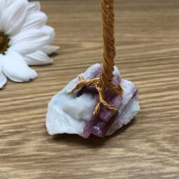 Mini Crystal Sculpture. Pink & Purple Gemstone Tree. Handmade Rainbow Gem Multicoloured Tourmaline. Gift For Friend - thumbnail 2