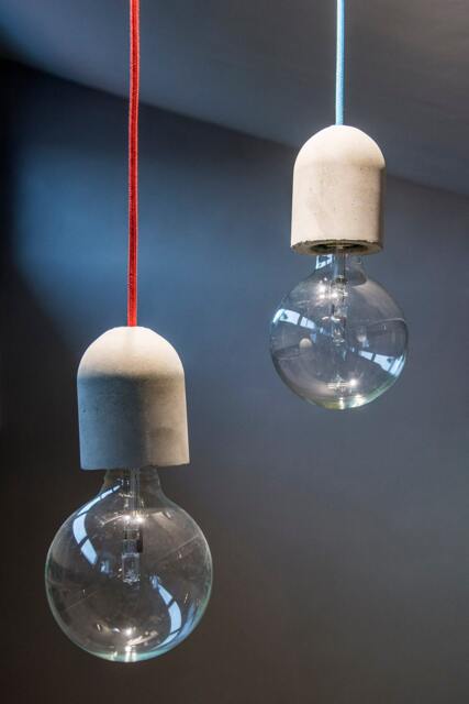 Concrete Pendant Lamp With Holder & Fabric Cable - image 1