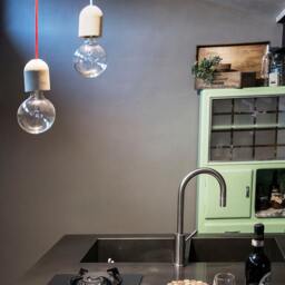Concrete Pendant Lamp With Holder & Fabric Cable - thumbnail 2