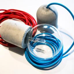 Concrete Pendant Lamp With Holder & Fabric Cable - thumbnail 3