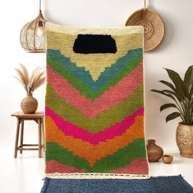 Handmade Berber Wool Rug Moroccan Boho Decor - image 1