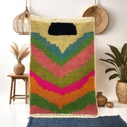 Handmade Berber Wool Rug Moroccan Boho Decor - thumbnail 1