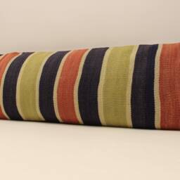 Vintage Kilim Pillow Cover 100% Wool Boho Lumbar Cushion - 12x48 - thumbnail 3