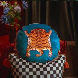 Handmade Velvet Tiger Print Pillow Cover, Round Or Square Cushion Case - thumbnail 2