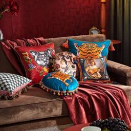 Handmade Velvet Tiger Print Pillow Cover, Round Or Square Cushion Case - thumbnail 3