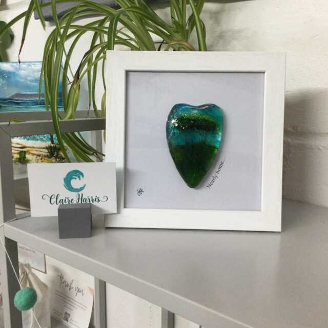 Fused Glass Nearly Home Trees Framed Conical Heart, Coming Trees, Cookworthy Knapp, Handmade in Cornwall - image 1