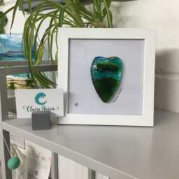 Fused Glass Nearly Home Trees Framed Conical Heart, Coming Trees, Cookworthy Knapp, Handmade in Cornwall - thumbnail 1