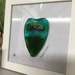 Fused Glass Nearly Home Trees Framed Conical Heart, Coming Trees, Cookworthy Knapp, Handmade in Cornwall - thumbnail 3