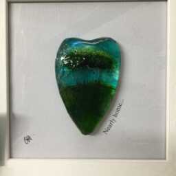Fused Glass Nearly Home Trees Framed Conical Heart, Coming Trees, Cookworthy Knapp, Handmade in Cornwall - thumbnail 2