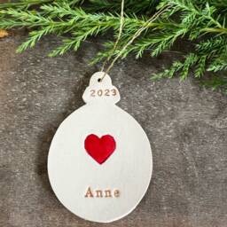 Personalized Christmas Tree Ornaments, Snowflake, Star, Holly, Heart, Winter Berries Ceramic Custom Holiday Home Decoration - thumbnail 4