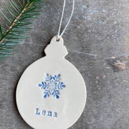Personalized Christmas Tree Ornaments, Snowflake, Star, Holly, Heart, Winter Berries Ceramic Custom Holiday Home Decoration - thumbnail 2