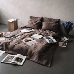 Deep Taupe Linen Duvet Cover, Natural Bedding, King, Queen, Full, Twin, Brown Covers - thumbnail 2