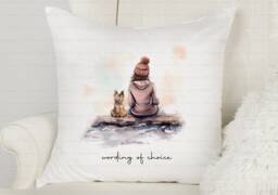 Dog & Owner Cushion. Personalised Dog Lots Of Different Dogs Available - thumbnail 1